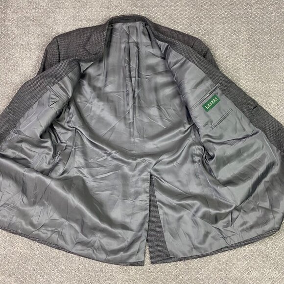 Lauren Ralph Lauren Houndstooth Blazer Men's 42L Gray Blue Red Wool 2 Button - Picture 6 of 15